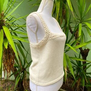 Cream Crochet Straps Sweater Tank